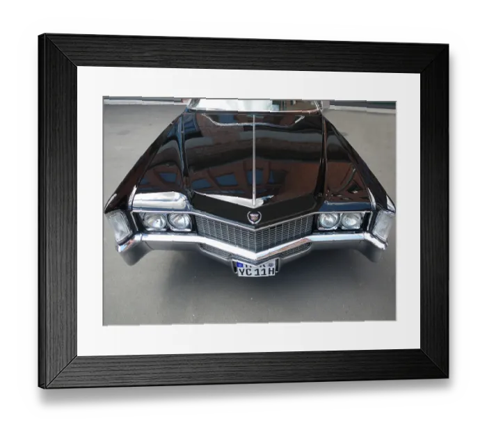 Framed Print : Hood of an American Cadillac with the reflection of a building Framed Print : Hood of an American Cadillac with the reflection of a building