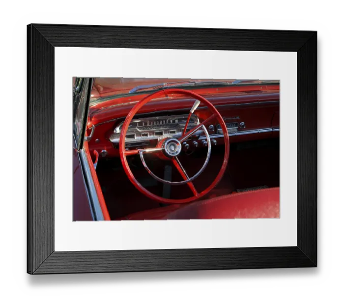 Framed Print : Steering wheel in a vintage car Framed Print : Steering wheel in a vintage car