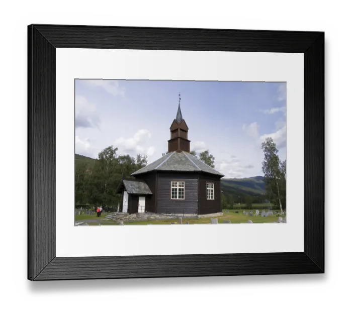 Framed Print : Stave Church, Cemetery, Nordberg, Norway