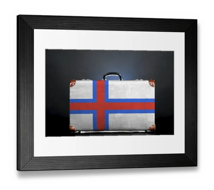Framed Print : The Faroe Islands flag on a suitcase for travel Framed Print : The Faroe Islands flag on a suitcase for travel