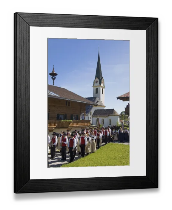 Framed Print : Corpus Christi Procession in Ellmau at the Wilden Kaiser near Scheffau Tyrol Austria