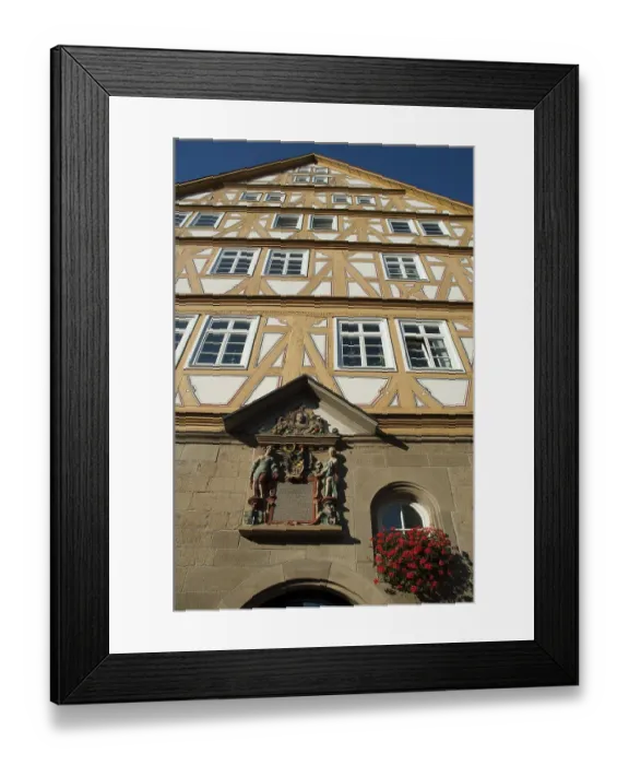 Framed Print : Half-timbered town hall, Moeckmuehl village