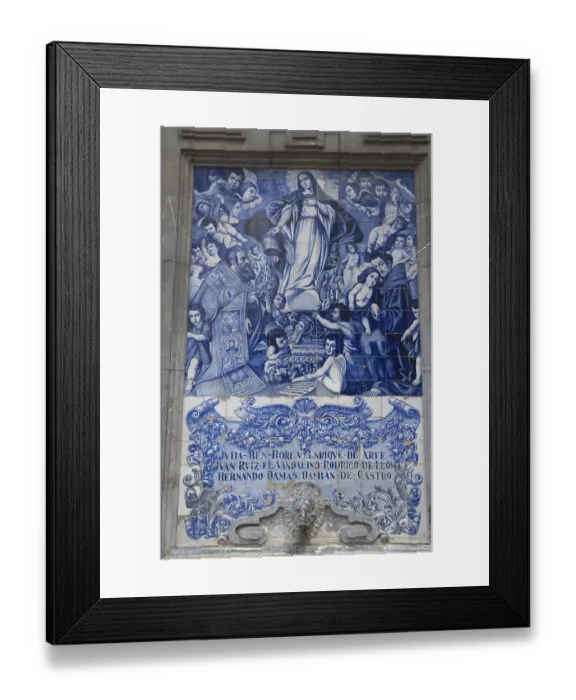 Framed Print : Tile painting of Virgin Mary and cherubs above fountain Framed Print : Tile painting of Virgin Mary and cherubs above fountain