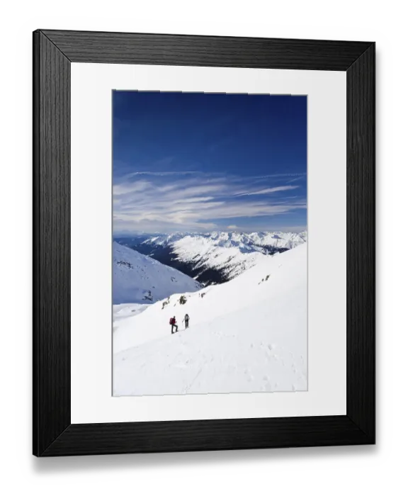 Framed Print : Snowshoers climbing Mt. Hoertlahner above Durnholz