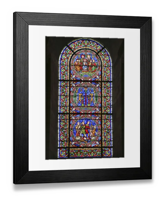 Framed Print : Romanesque stained glass window of the nave