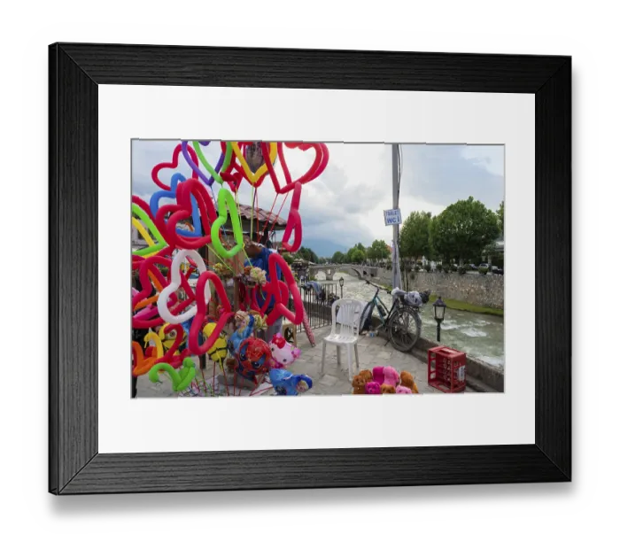 Framed Print : Balloon stand, Bistrica River, Prizren, Kosovo