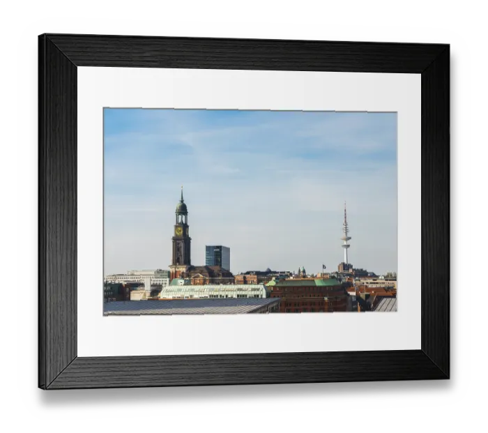 Framed Print : View over the roofs of Hamburg Framed Print : View over the roofs of Hamburg