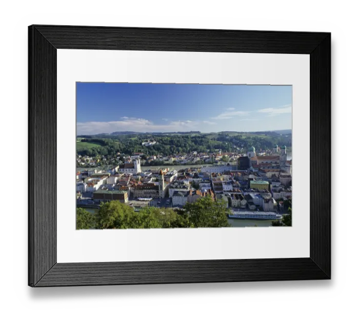 Framed Print : View from the fortress Oberhaus to the old town of Passau Bavaria Germany