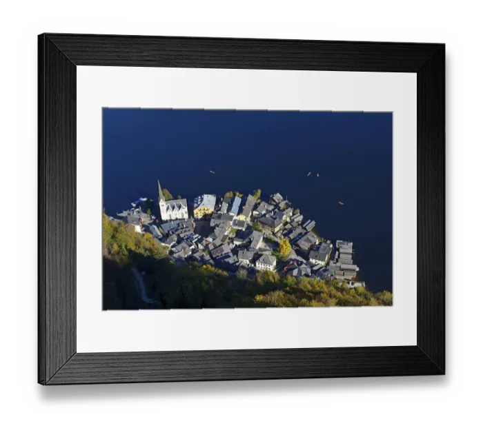 Framed Print : Hallstatt lake view from above