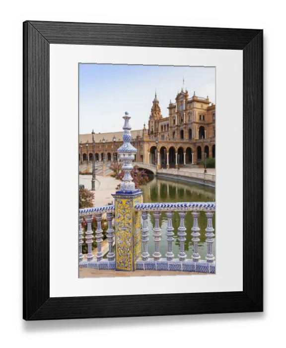 Framed Print : Spain, Seville. Spain Square, a landmark example of the Renaissance Revival style in Spanish architecture