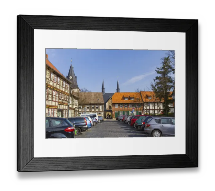 Framed Print : Full car park in the city centre of Wernigerode Framed Print : Full car park in the city centre of Wernigerode