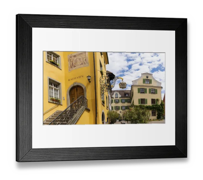 Framed Print : Germany - 22 June 2020: the historic town council house of Meersburg on Lake Constance in southern Germany