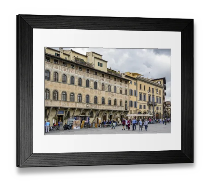 Framed Print : FLORENCE, TUSCANY / ITALY - OCTOBER 19 : Old buildings and people in Piazza di Santa Croce in Florence on October 19 Framed Print : FLORENCE, TUSCANY / ITALY - OCTOBER 19 : Old buildings and people in Piazza di Santa Croce in Florence on October 19