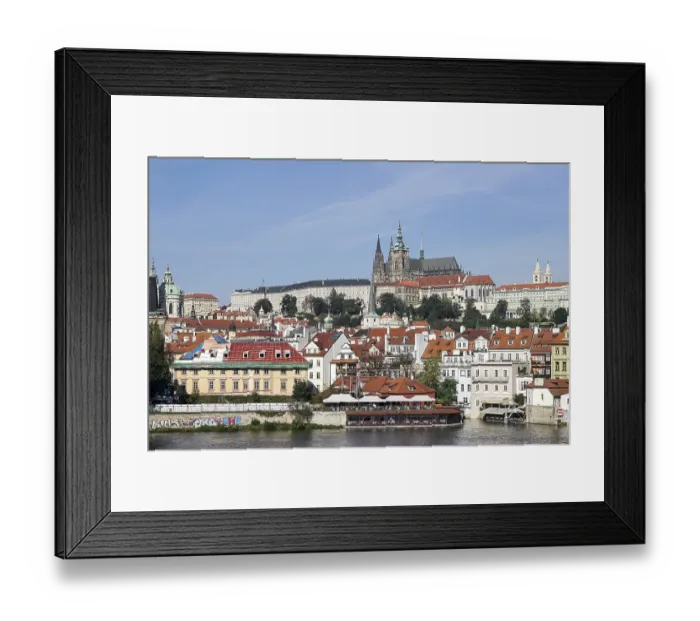 Framed Print : View from Charles Bridge towards the St Vitus Cathedral in Prague