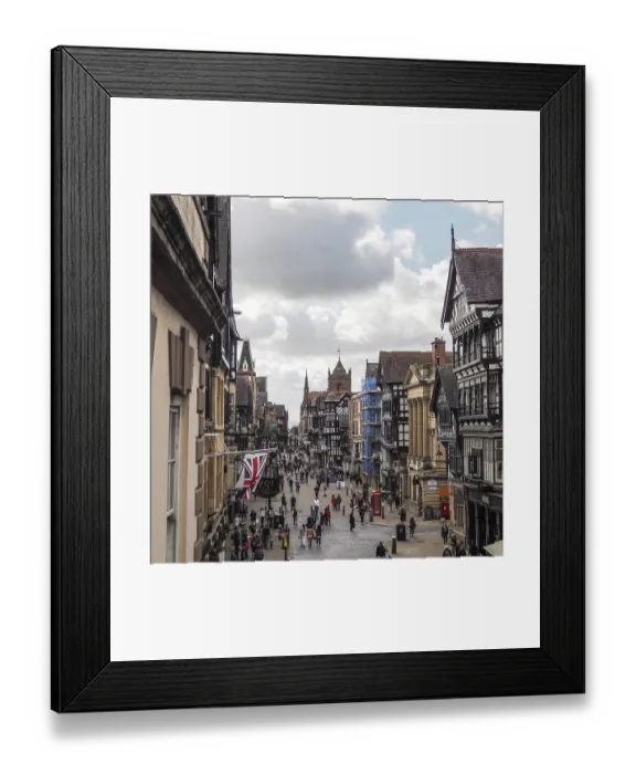 Framed Print : People Shopping in Chester City Centre