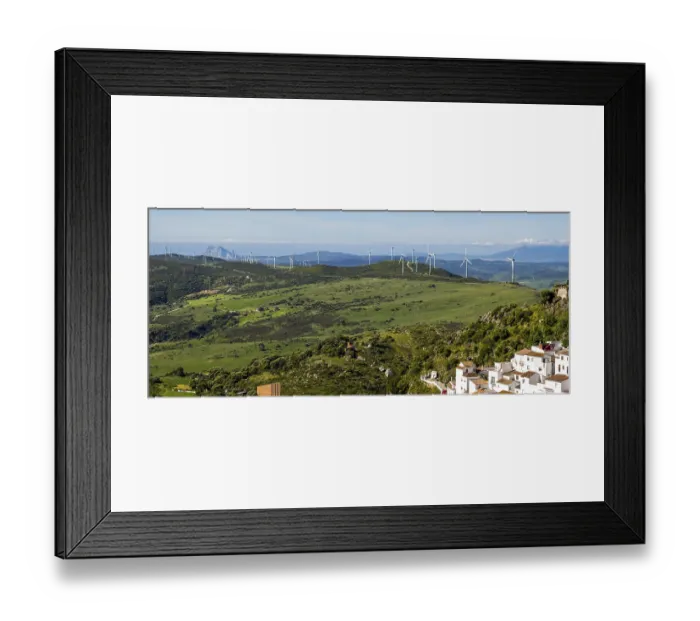 Framed Print : CASARES, ANDALUCIA / SPAIN - MAY 5 : View of windmills and Casares in Spain on May 5