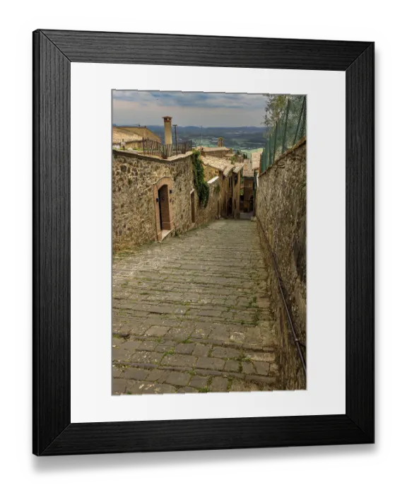 Framed Print : In the streets of Montalcino in Val d Orcia