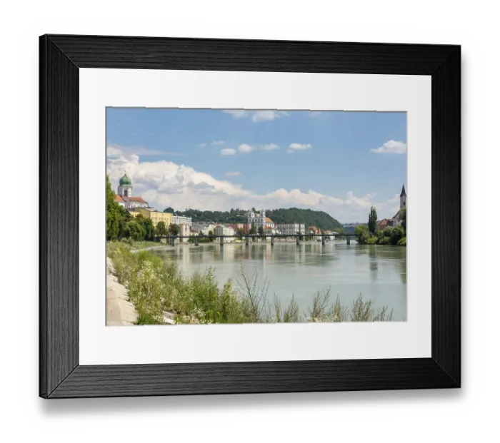 Framed Print : Riverside at the river Inn in Passau (Bavaria) (Germany)