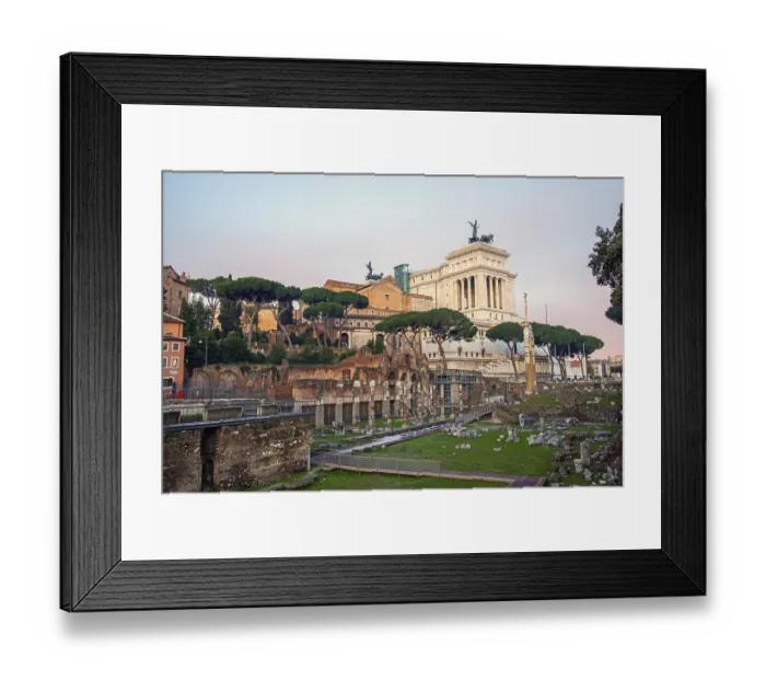Framed Print : The famous ruins of the Roman Forum and the National Monument to Victor Emmanuel II in Rome