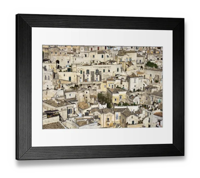 Framed Print : Detail of the ancient houses of Matera in southern Italy