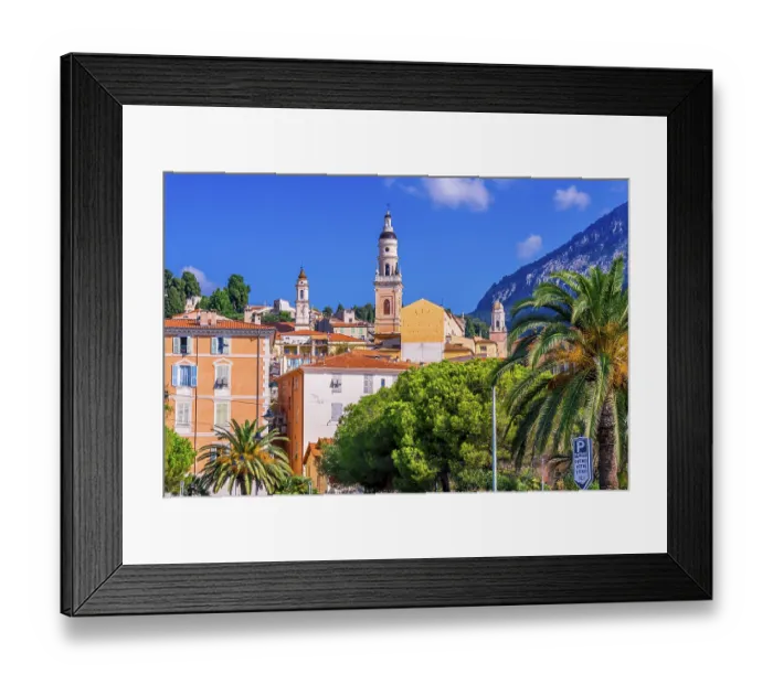 Framed Print : Old town architecture of Menton on French Riviera