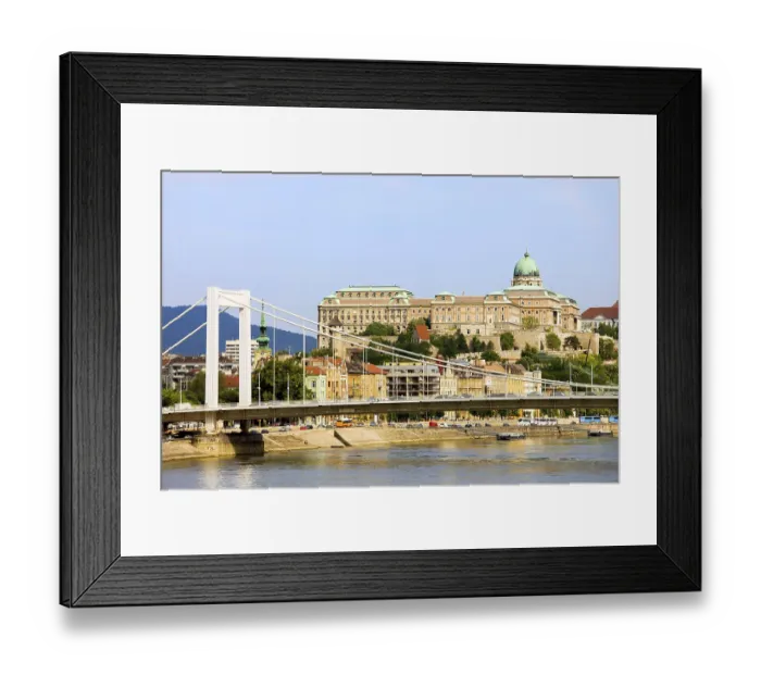 Framed Print : Budapest cityscape in Hungary with Buda Castle and Elizabeth Bridge over Danube river