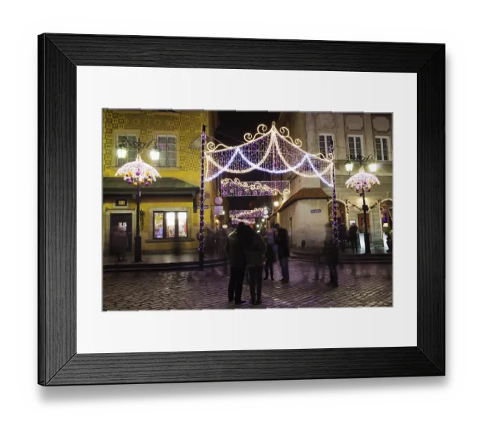 Framed Print : Christmas illumination in the Old Town of Warsaw