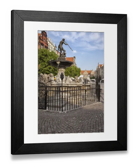 Framed Print : Poland, Old Town of Gdansk, Neptune Fountain