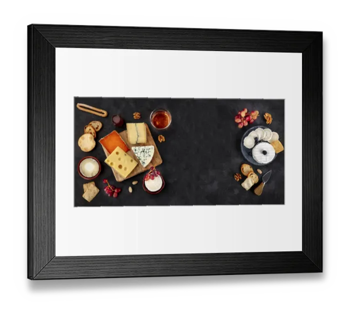 Framed Print : Cheese panorama. Goat cheese, Brie