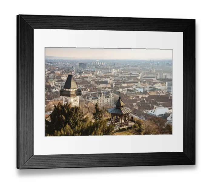 Framed Print : Austria, 20.01.2019: View at Graz City from Schlossberg hill