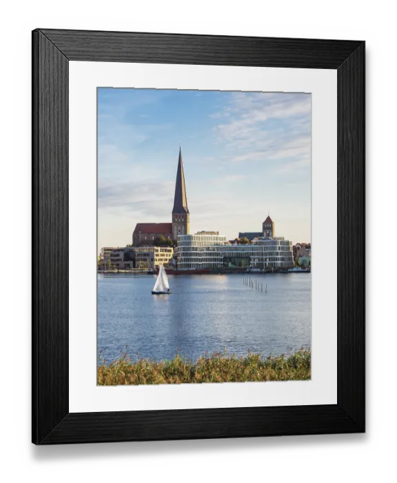Framed Print : View of the Hanseatic city of Rostock with St Peter's Church