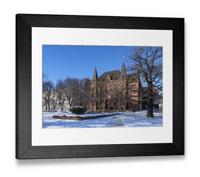 Framed Print : View of the Standehaus in winter in the Hanseatic city of Rostock View of the St