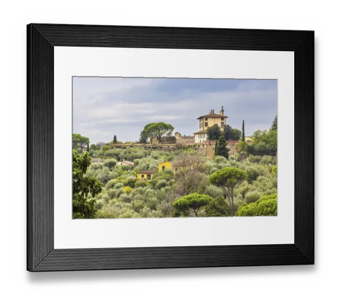 Framed Print : View of trees and houses in Florence, Italy Framed Print : View of trees and houses in Florence, Italy
