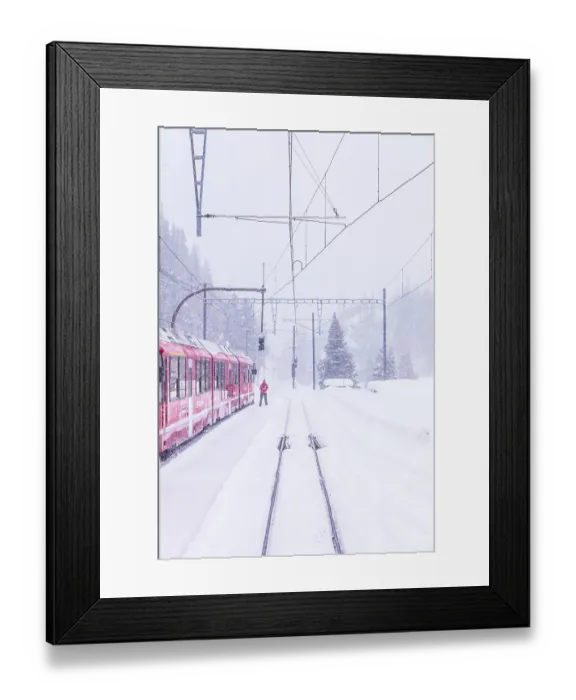 Framed Print : The famous Bernina red train, Unesco monument