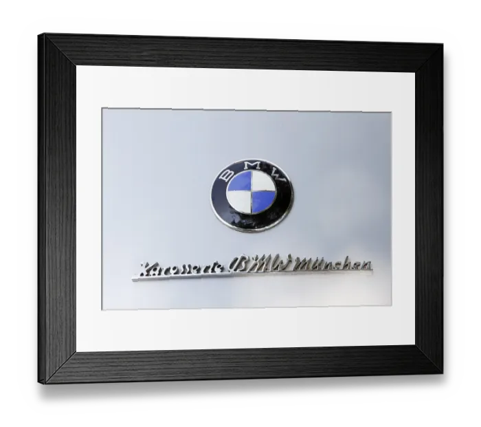 Framed Print : BMW emblem, BMW 328 Touring Roadster