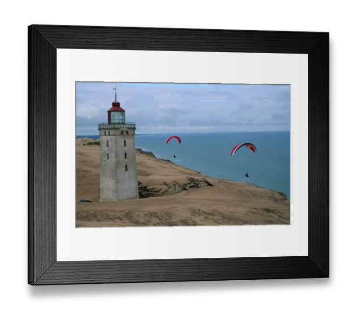 Framed Print : Lighthouse, Paraglider, Lokken