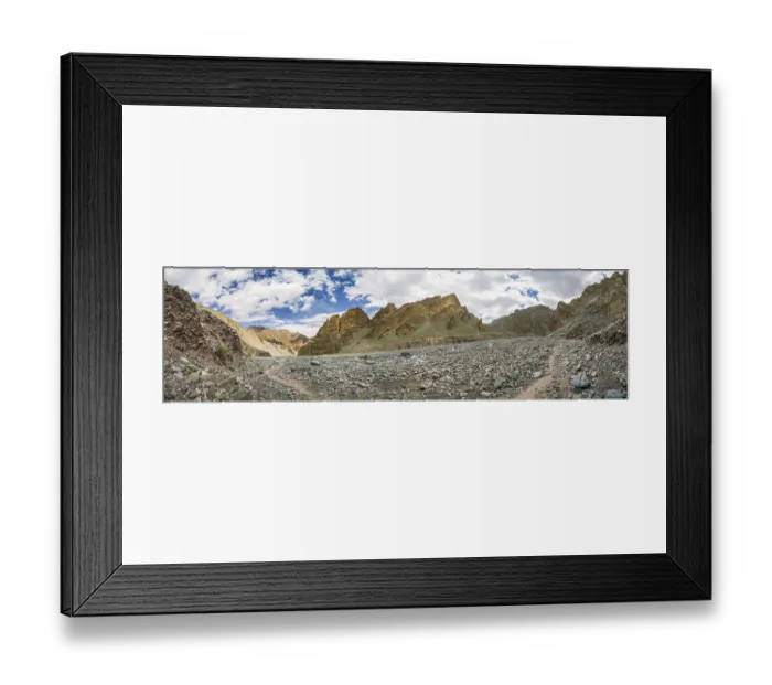 Framed Print : Panoramic scenery of popular Markha Valley trek in old buddhist kingdom of Ladakh in India