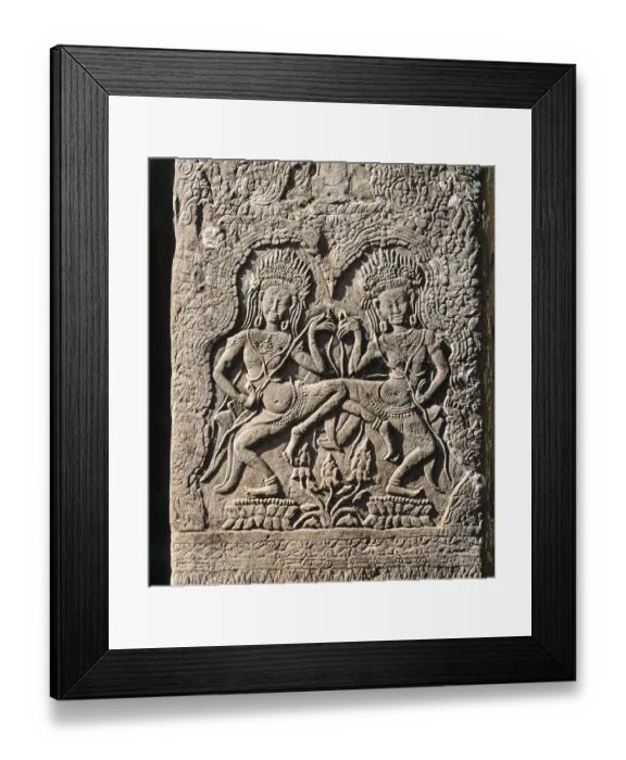 Framed Print : Bayon temple, apsaras, dancers
