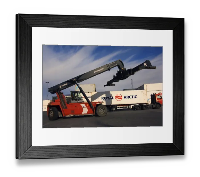 Framed Print : Containers being loaded at the port