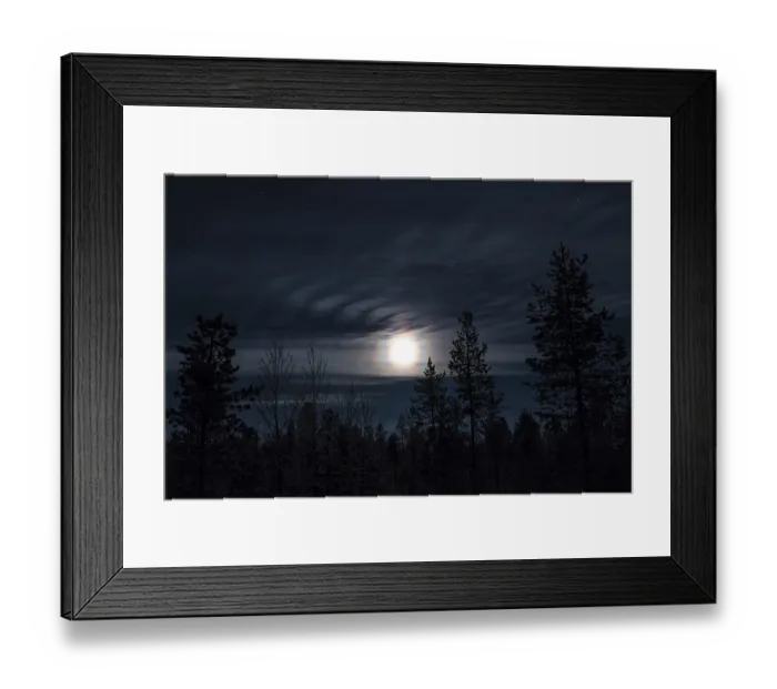 Framed Print : Frosty moonlit night, Pajala, Norrbotten Framed Print : Frosty moonlit night, Pajala, Norrbotten