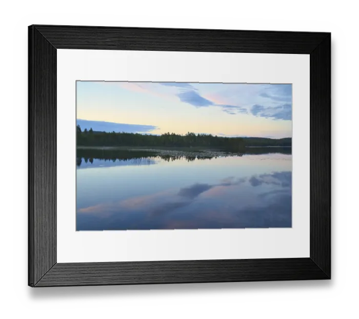 Framed Print : Calm lake in Sweden at blue hour sunset Framed Print : Calm lake in Sweden at blue hour sunset