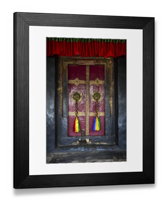 Framed Print : Old wooden door at a monastery in Ladakh, India