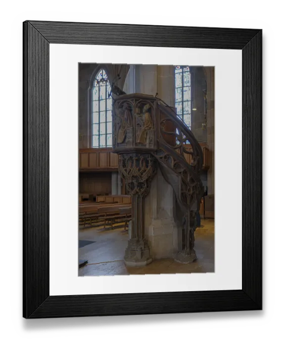 Framed Print : Pulpit from 1509 in the Protestant collegiate church of St George