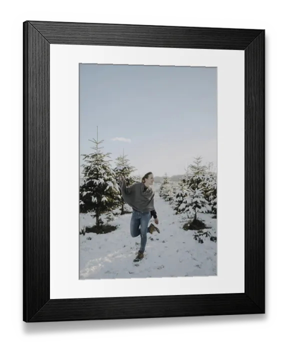 Framed Print : Woman in poncho in winter landscape Framed Print : Woman in poncho in winter landscape