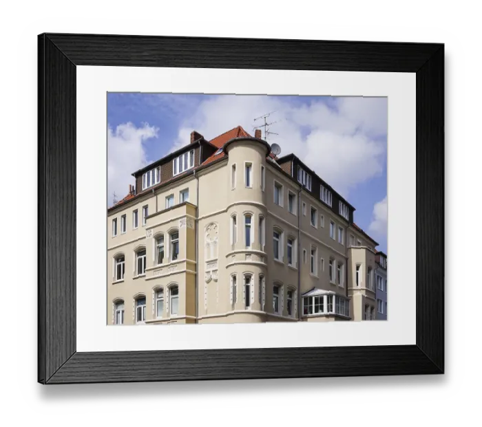 Framed Print : restored historicist building with bay windows in Hannover Germany Framed Print : restored historicist building with bay windows in Hannover Germany