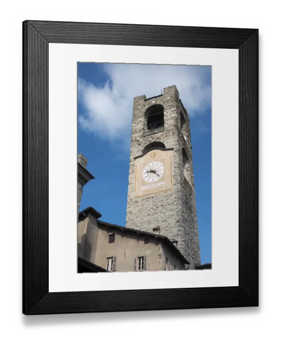 Framed Print : BERGAMO, LOMBARDY / ITALY - JUNE 26 : Civic Tower (Campanone - Big Bell) and Palazzo Del Podestaore in Bergamo on June 26