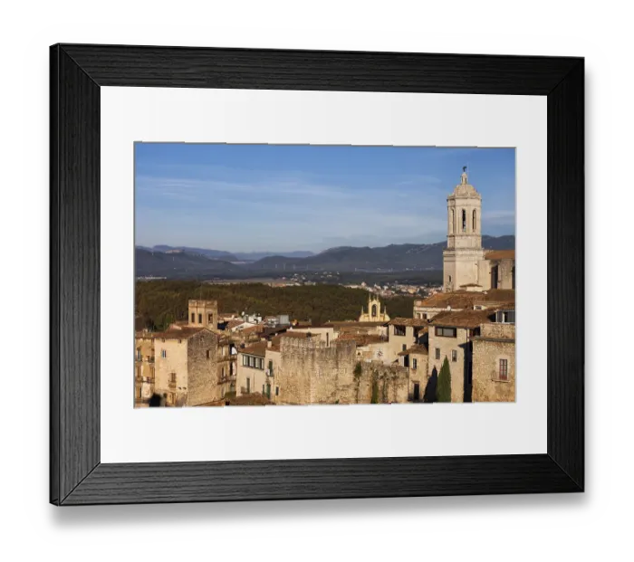Framed Print : Girona city historic architecture in Catalonia