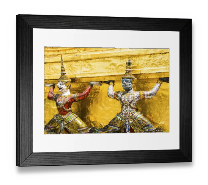 Framed Print : Golden Thai temple figures at Wat Phra Khaeo in Bangkok Framed Print : Golden Thai temple figures at Wat Phra Khaeo in Bangkok