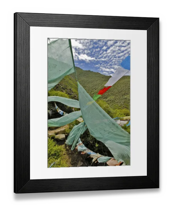 Framed Print : Prayer flags, Chim-puk Hermitage near Tsethang close to Lhasa