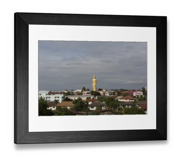 Framed Print : 60m high gilded Buddha statue Luang Phaw Dto in Wat Burapha Phiram